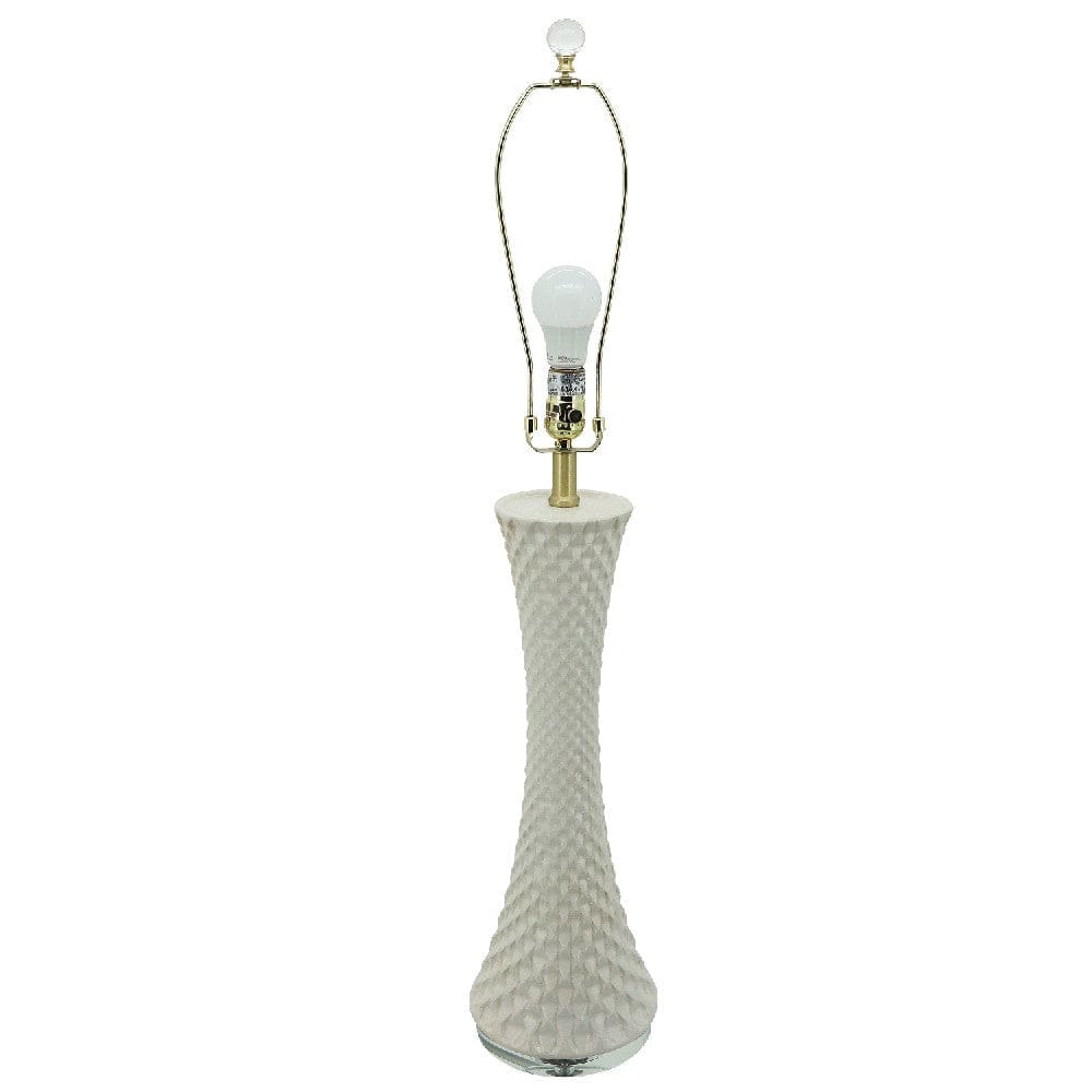38 Inch Table Lamp with Textured Shell Style Body White-zoom-3