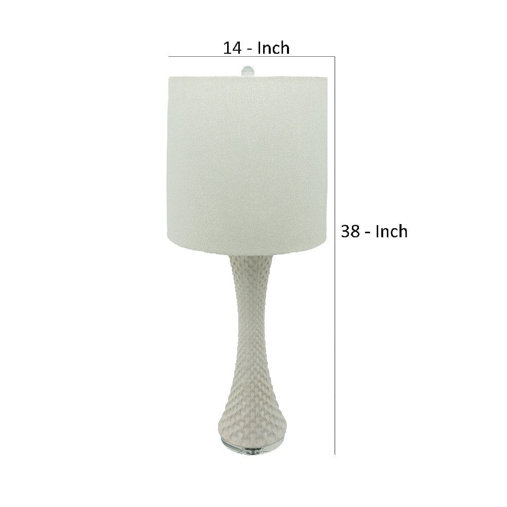 38 Inch Table Lamp with Textured Shell Style Body White-zoom-5