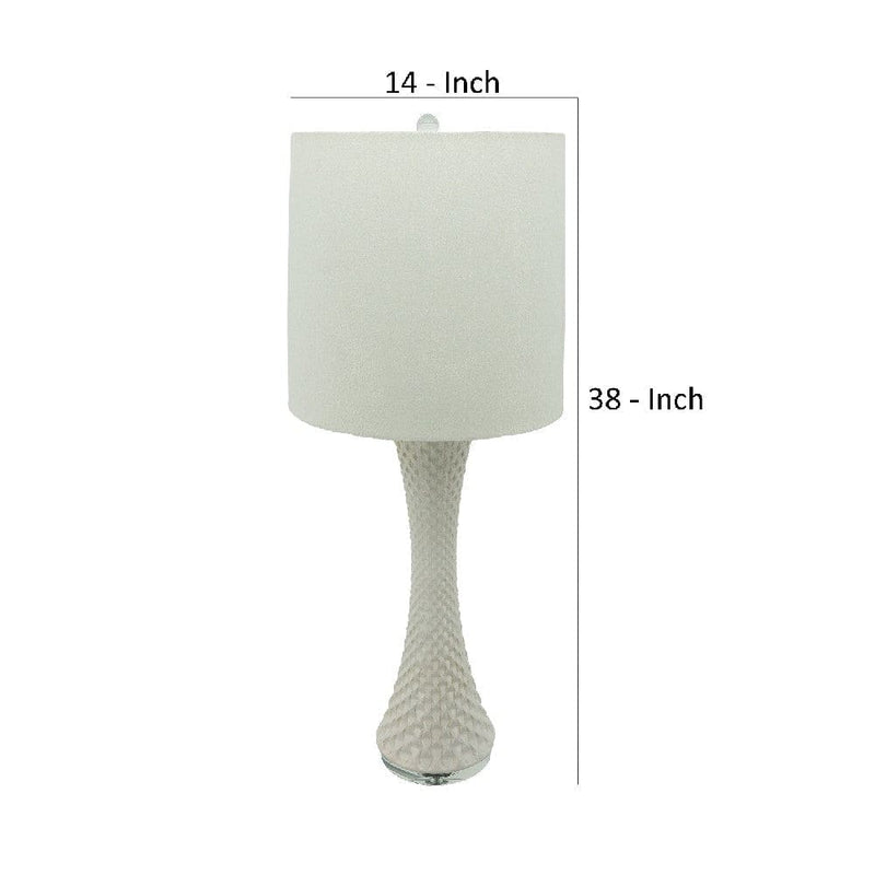 38 Inch Table Lamp with Textured Shell Style Body White-zoom-