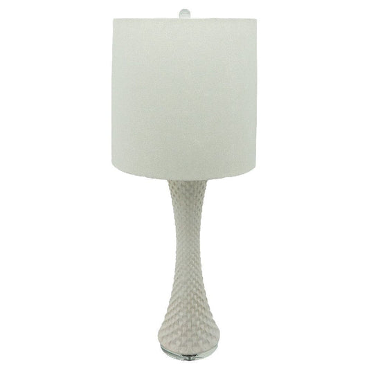 38 Inch Table Lamp with Textured Shell Style Body White
