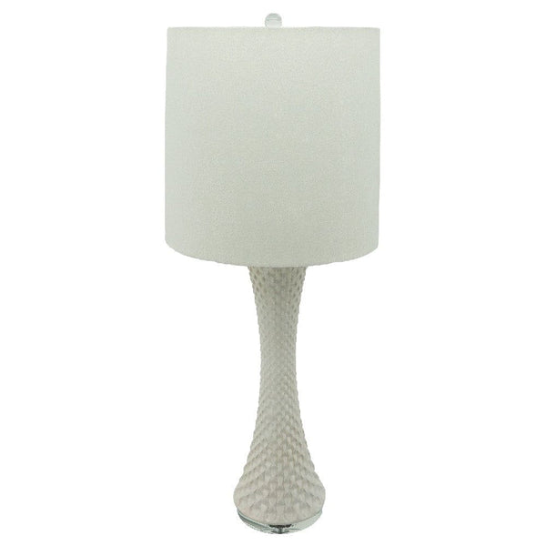 38 Inch Table Lamp with Textured Shell Style Body White