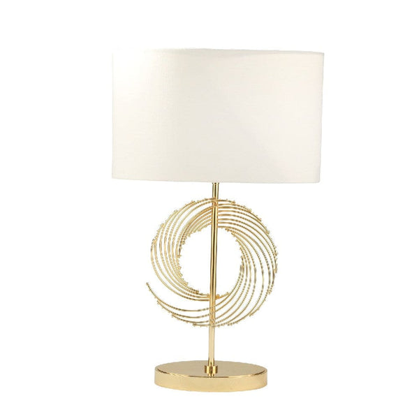 29 Inch Table Lamp with Abstract Spiral Art Design Gold