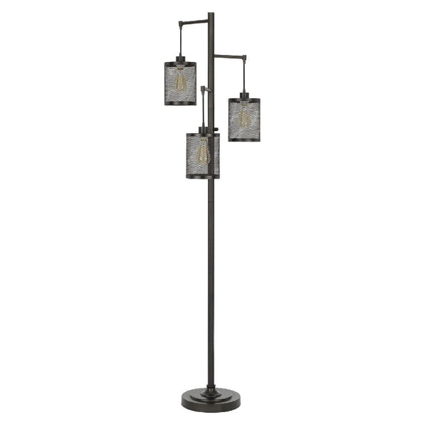 72 Inch Metal Floor Lamp 3 Hanging Mesh Shades Bronze Black