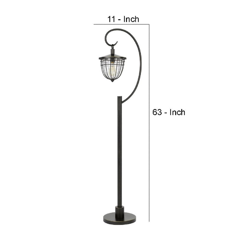 63 Inch Downbridge Lantern Metal Floor Lamp Bronze Black-zoom-