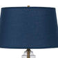 30 Inch Metal Table Lamp Glass Jar Base Blue Clear