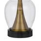 30 Inch Metal Table Lamp Glass Jar Base Blue Clear