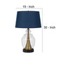 30 Inch Metal Table Lamp Glass Jar Base Blue Clear