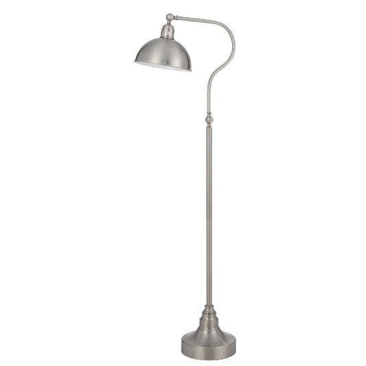 60 Inch Metal Curved Floor Lamp Adjustable Dome Shade Silver