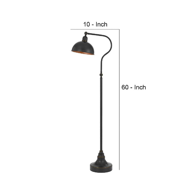 60 Inch Metal Curved Floor Lamp Adjustable Bronze Black-zoom-