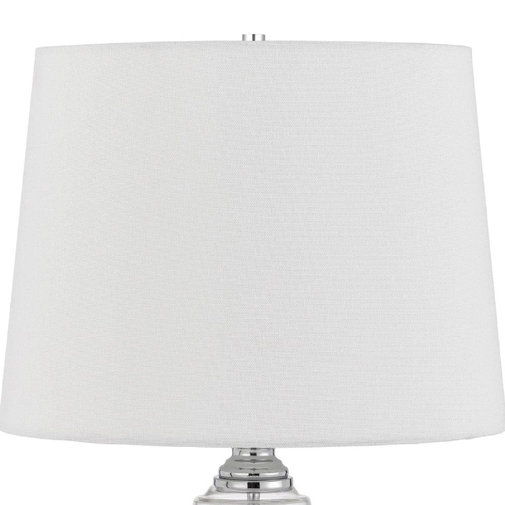 23 Inch Hourglass Ribbed Glass Base Table Lamp Dimmer Clear-zoom-2