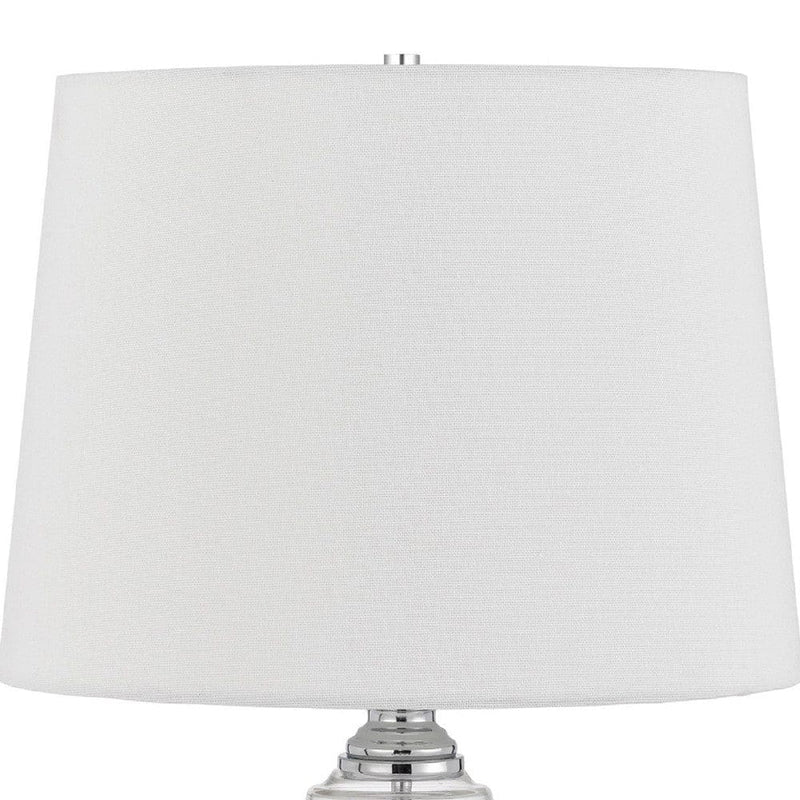 23 Inch Hourglass Ribbed Glass Base Table Lamp Dimmer Clear-zoom-