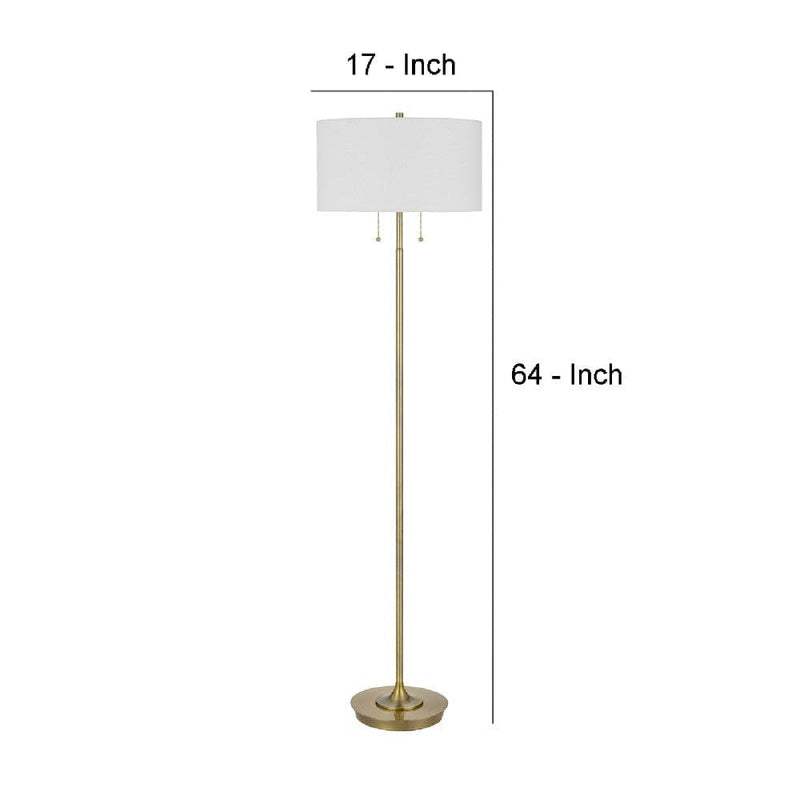 64 Inch Metal Floor Lamp With Pull Chain Switch Brass-zoom-