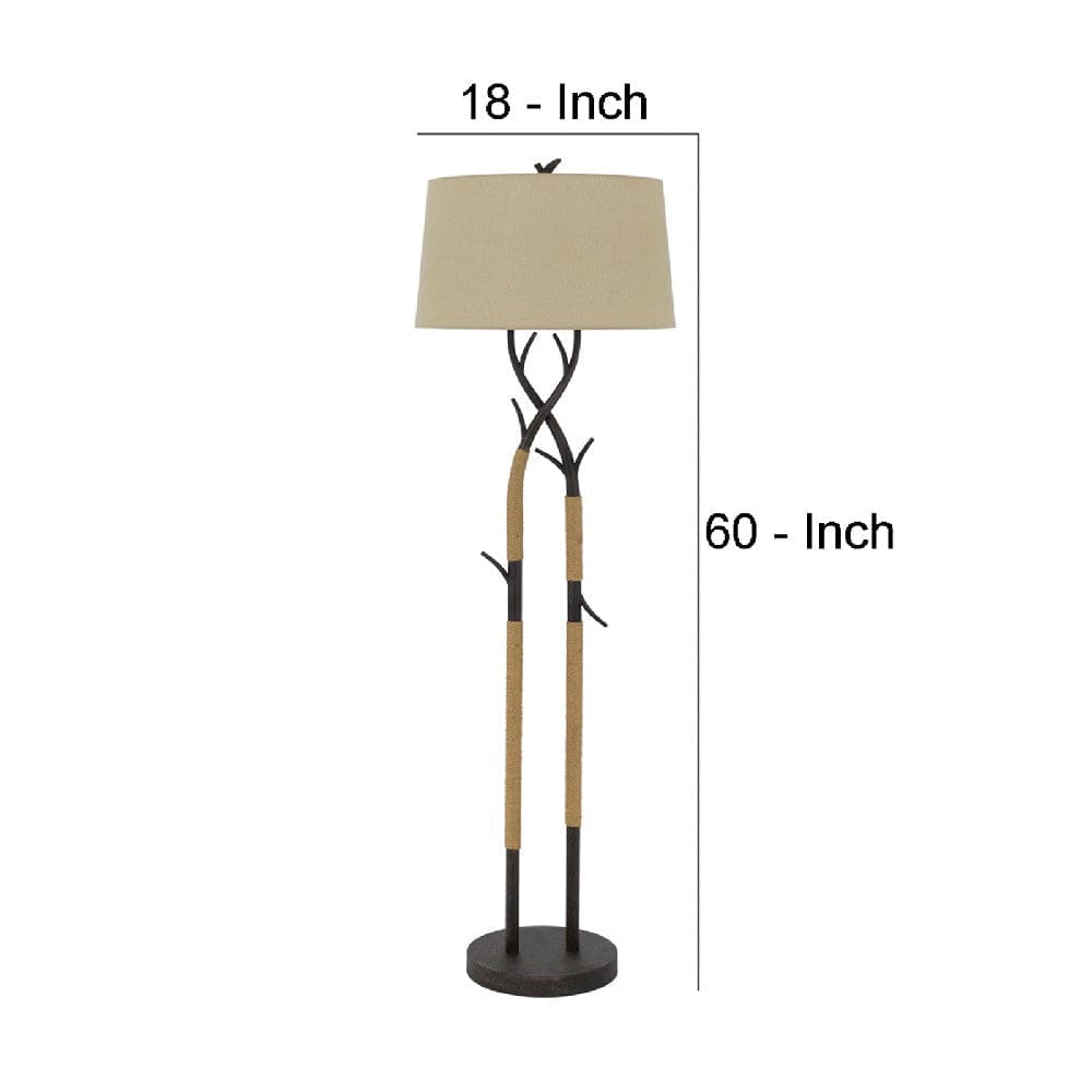 60 Inch Metal Tree Branch Base Floor Lamp Dimmer Black-zoom-2