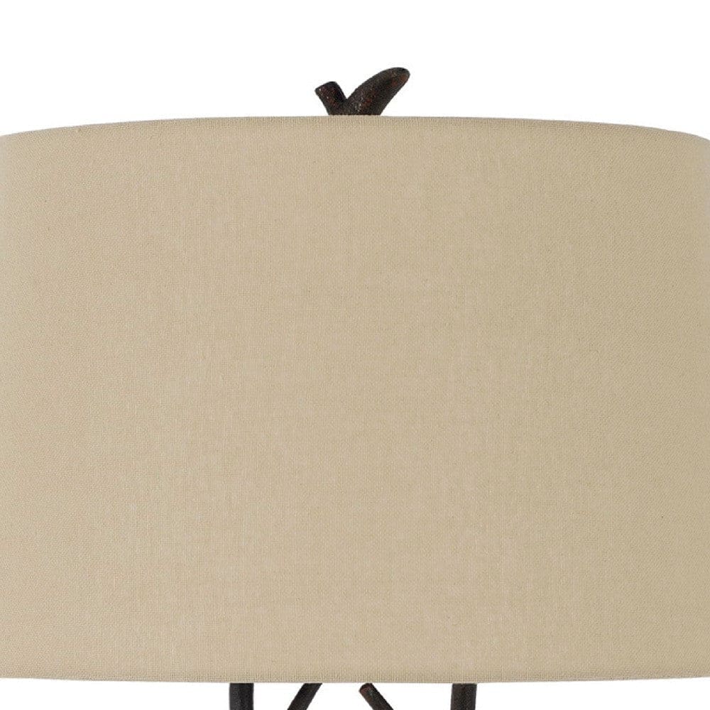 32 Inch Metal Tree Branch Base Table Lamp Dimmer Black-zoom-2