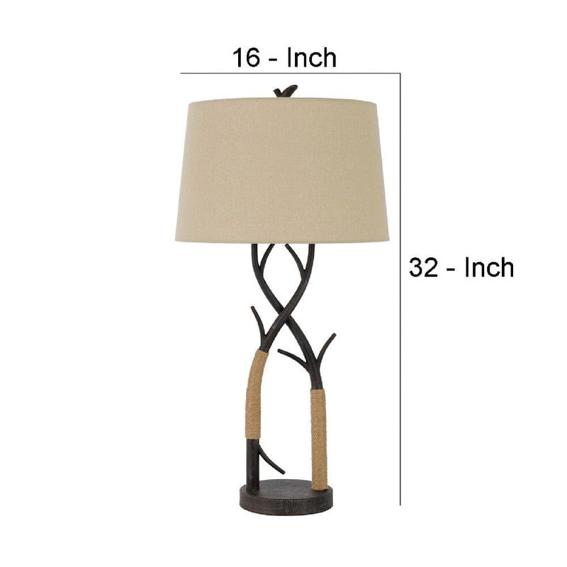 32 Inch Metal Tree Branch Base Table Lamp Dimmer Black-zoom-