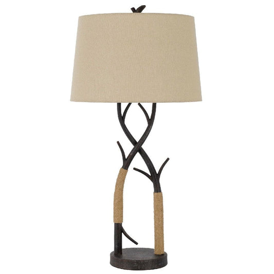 32 Inch Metal Tree Branch Base Table Lamp Dimmer Black
