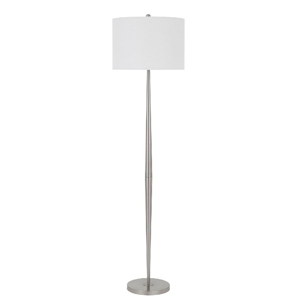 31 Inch Metal Floor Lamp With Dimmer Round Base Silver-zoom-1