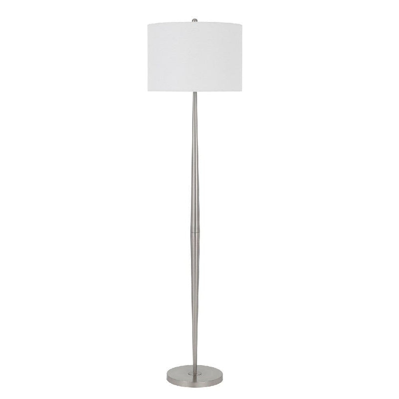 31 Inch Metal Floor Lamp With Dimmer Round Base Silver-zoom-
