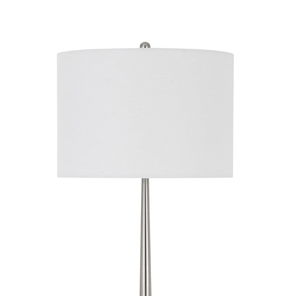 31 Inch Metal Floor Lamp With Dimmer Round Base Silver-zoom-2