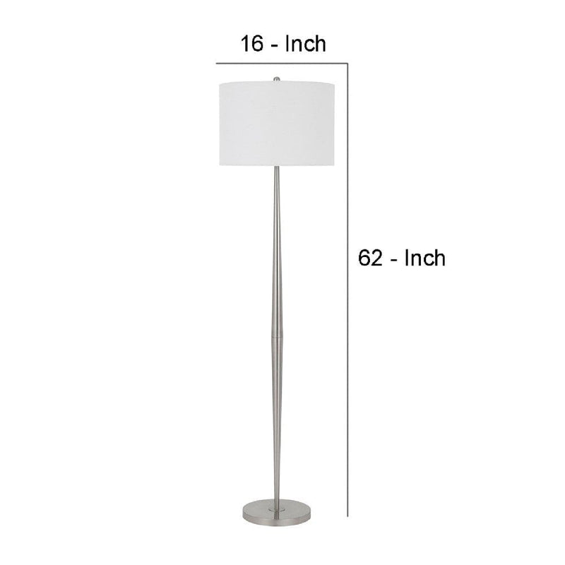 31 Inch Metal Floor Lamp With Dimmer Round Base Silver-zoom-