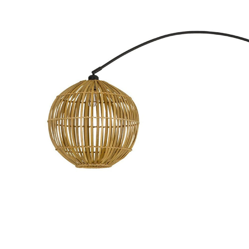 69 Inch Metal Arc Floor Lamp With Bamboo Shade Beige-zoom-