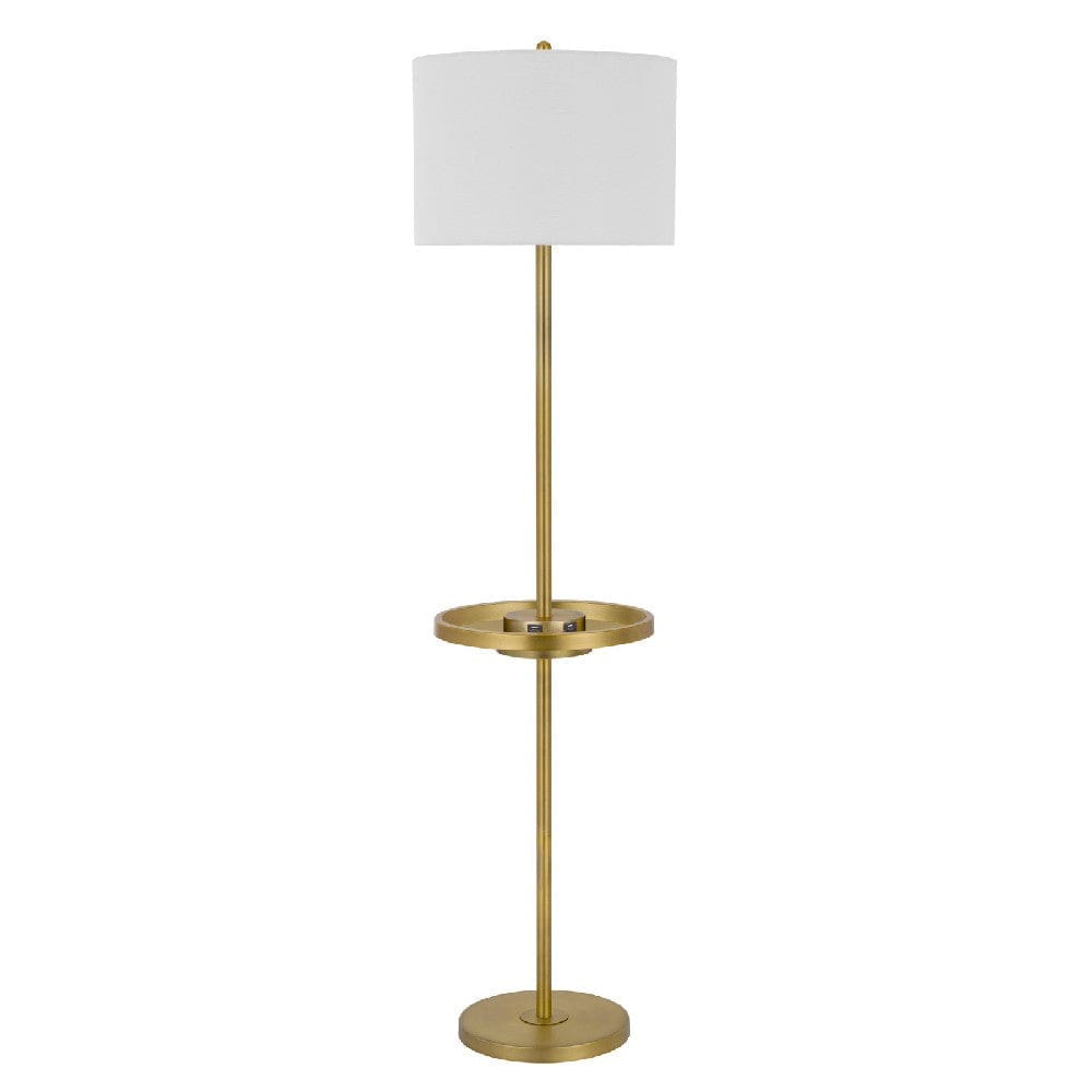 62 Inch Brass Floor Lamp Tray Dimmer 2 Usb Ports Matte Gold-zoom-1