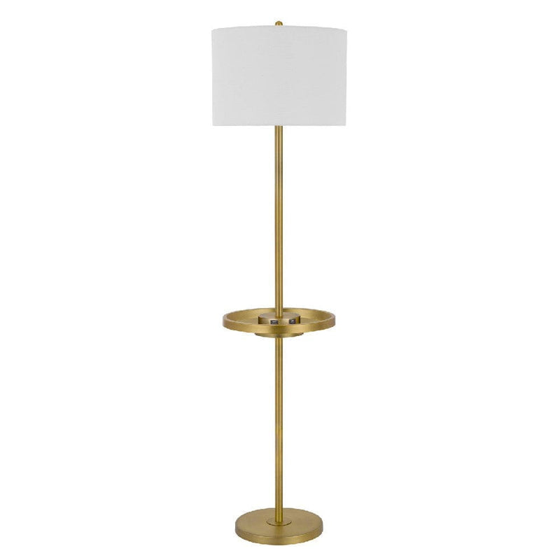 62 Inch Brass Floor Lamp Tray Dimmer 2 Usb Ports Matte Gold-zoom-