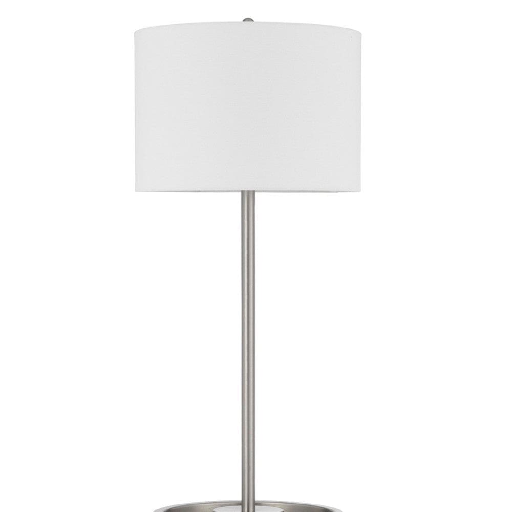 62 Inch Metal Floor Lamp Tray Dimmer 2 Usb Ports Silver