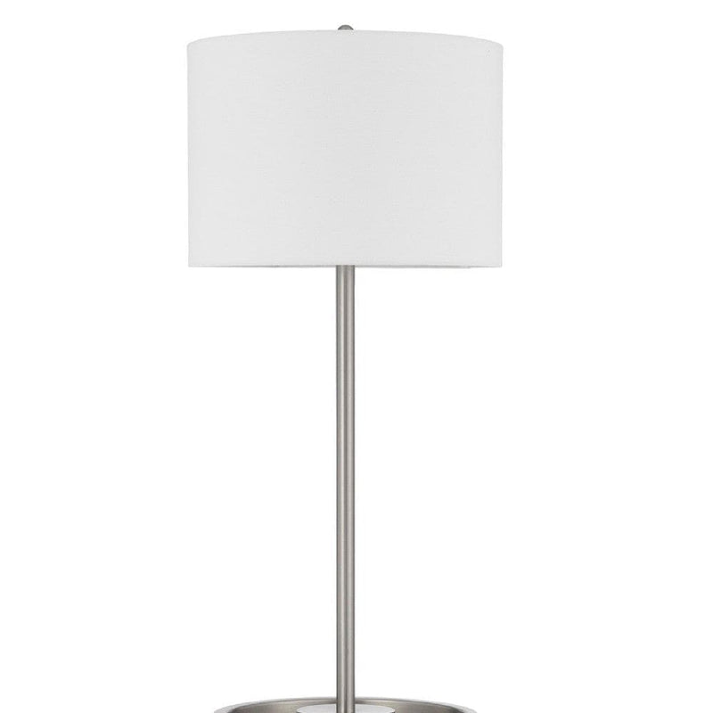 62 Inch Metal Floor Lamp Tray Dimmer 2 Usb Ports Silver-zoom-