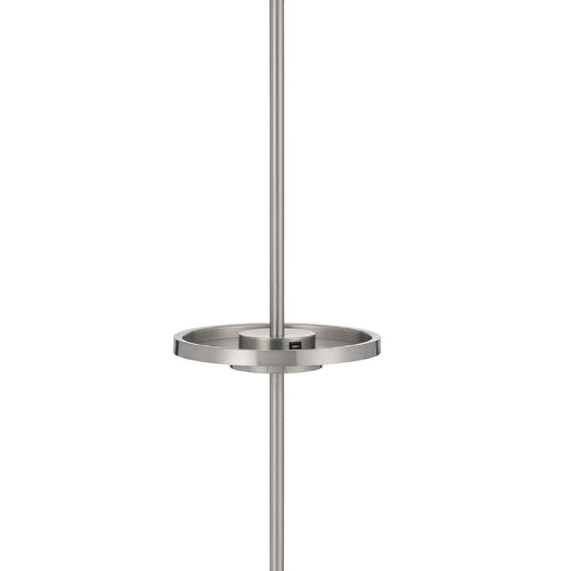 62 Inch Metal Floor Lamp Tray Dimmer 2 Usb Ports Silver-zoom-