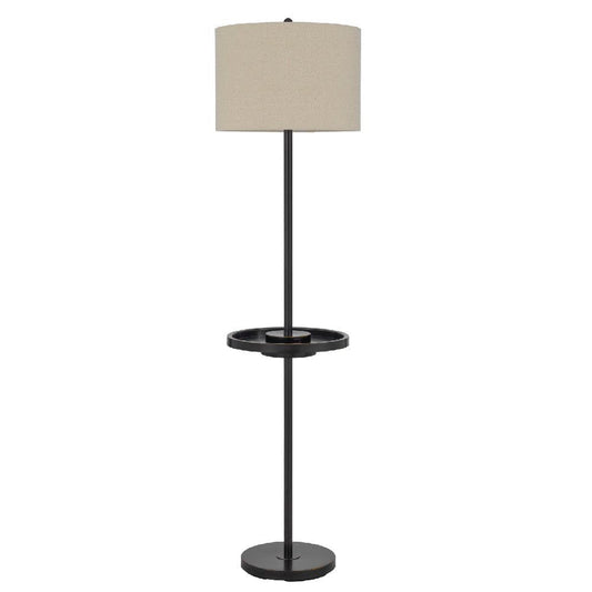 62 Inch Metal Floor Lamp Tray Dimmer 2 Usb Ports Bronze