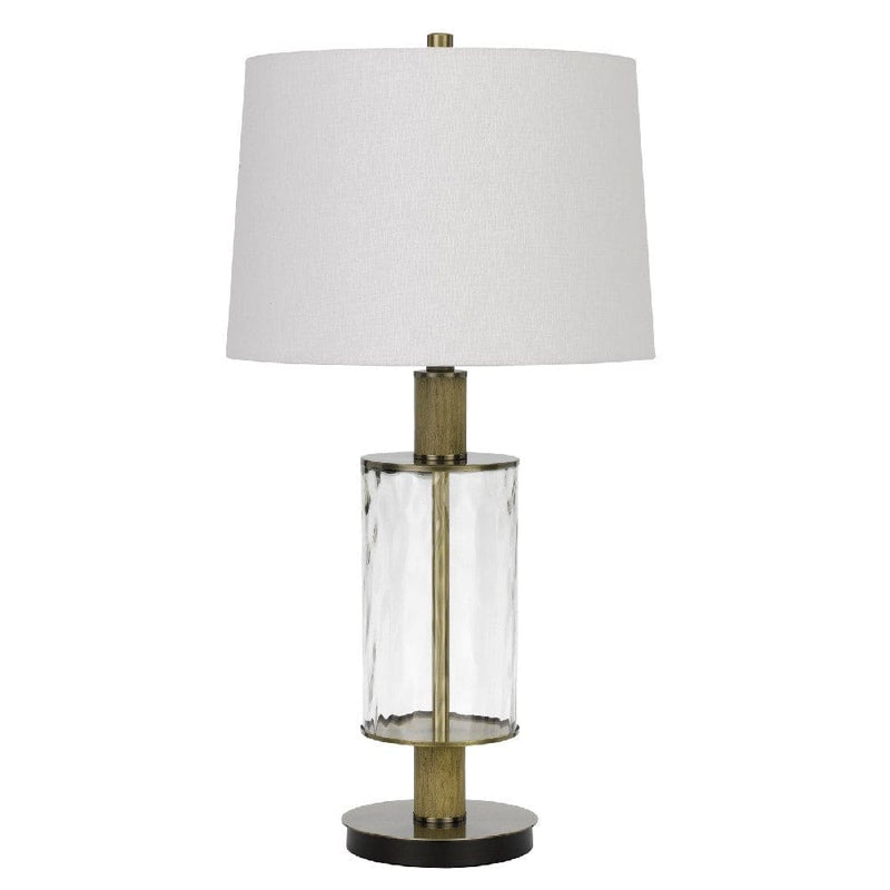 42 Inch Clear Glass Table Lamp with Dimmer and Oak Wood Accent-zoom-