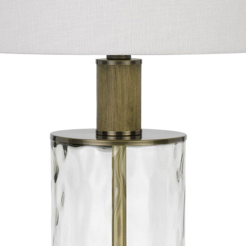 42 Inch Clear Glass Table Lamp with Dimmer and Oak Wood Accent-zoom-