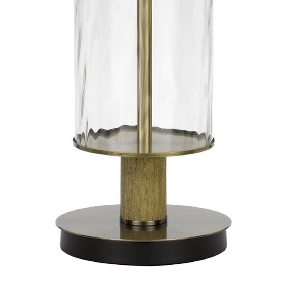 42 Inch Clear Glass Table Lamp with Dimmer and Oak Wood Accent-zoom-4