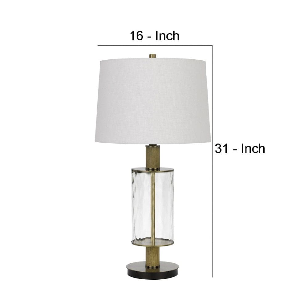 42 Inch Clear Glass Table Lamp with Dimmer and Oak Wood Accent-zoom-5