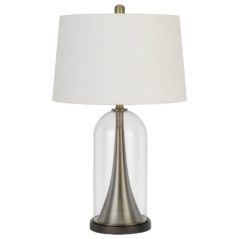 45 Inch Metal Table Lamp Dimmer Clear Glass Dome Base Silver-zoom-