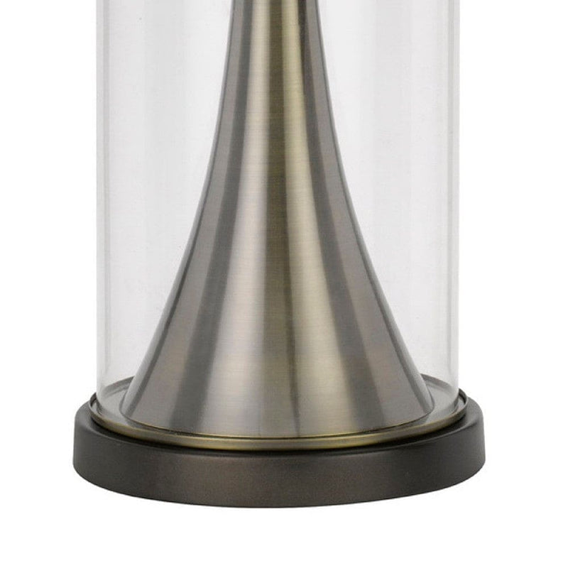 45 Inch Metal Table Lamp Dimmer Clear Glass Dome Base Silver-zoom-