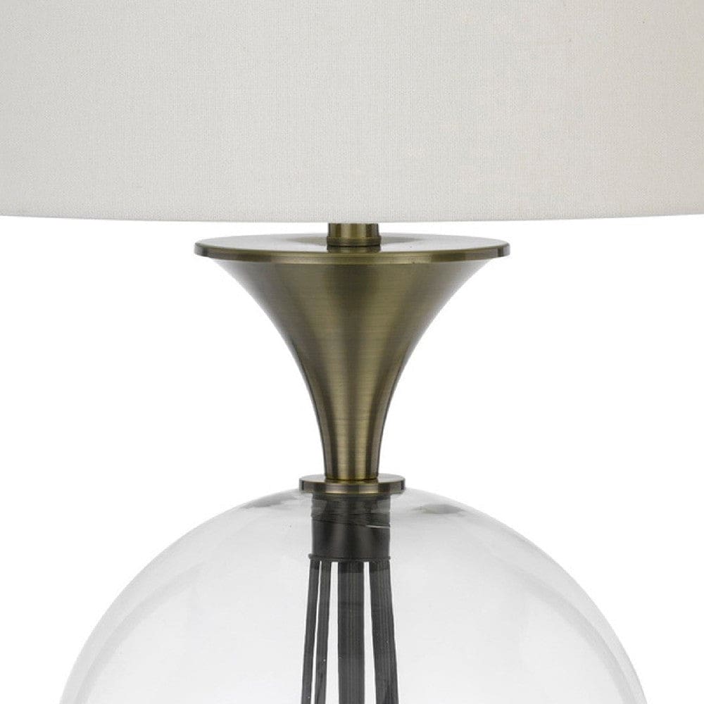 46 Inch Metal And Glass Globe Table Lamp Dimmer Brass Finish