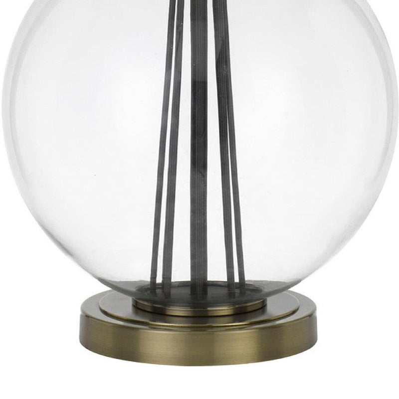 46 Inch Metal And Glass Globe Table Lamp Dimmer Brass Finish-zoom-