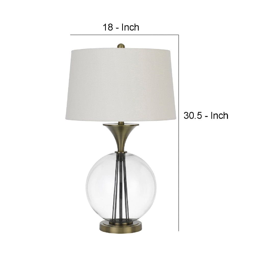 46 Inch Metal And Glass Globe Table Lamp Dimmer Brass Finish-zoom-5