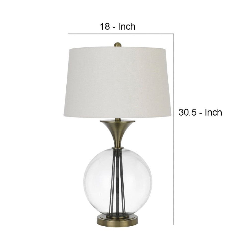 46 Inch Metal And Glass Globe Table Lamp Dimmer Brass Finish-zoom-