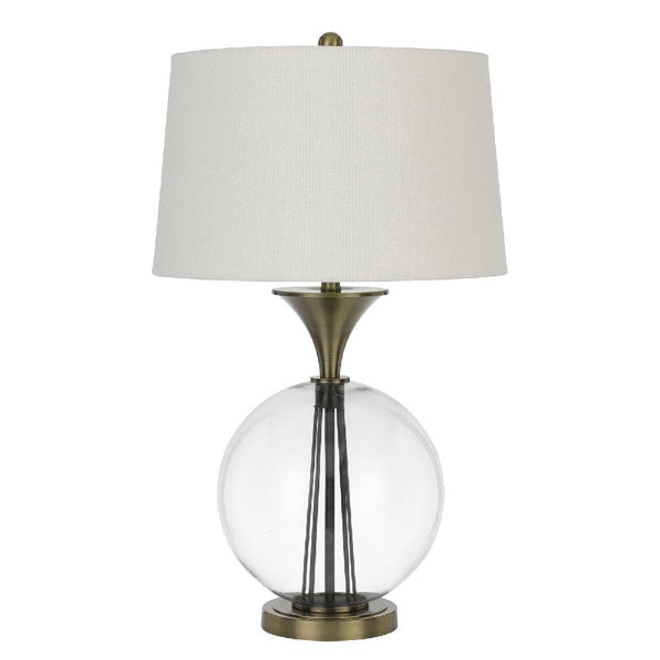46 Inch Metal And Glass Globe Table Lamp Dimmer Brass Finish