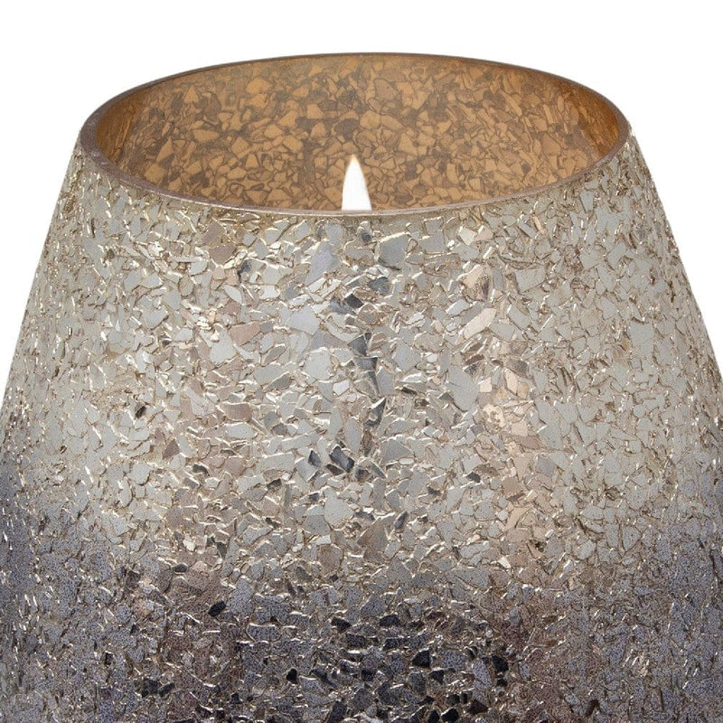 7.25 Inch Candle With Round Glass Encasing And Shimmery Detail Silver-zoom-