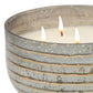 8.5 Inch Mindful Candle With Round Striped Bowl And Wax Bronze