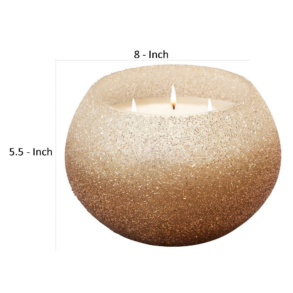 8 Inch Candle With Curved Round Case And Shimmery Details Gold-zoom-5