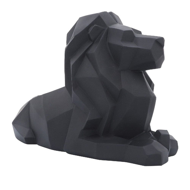 13 Inch Resin Accent Decor With Sitting Lion Design Black-zoom-