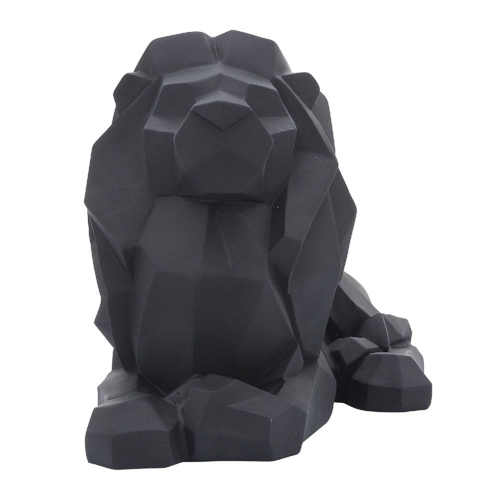 13 Inch Resin Accent Decor With Sitting Lion Design Black-zoom-4