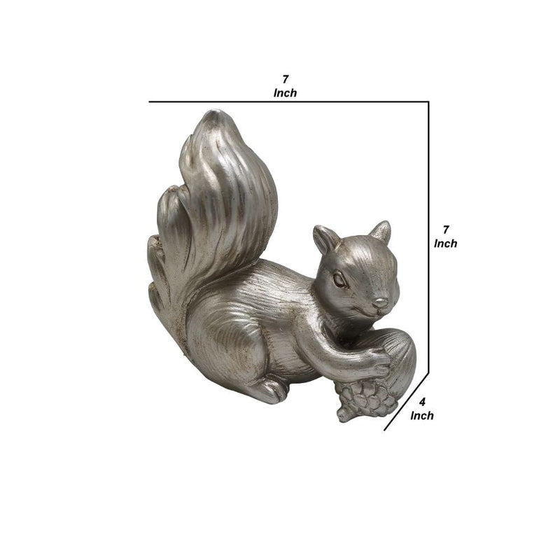 7 Inch Resin Accent Decor With Sitting Squirrel And Acorn Nut Silver-zoom-