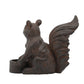7 Inch Resin Candle Holder With Squirrel Design Brown