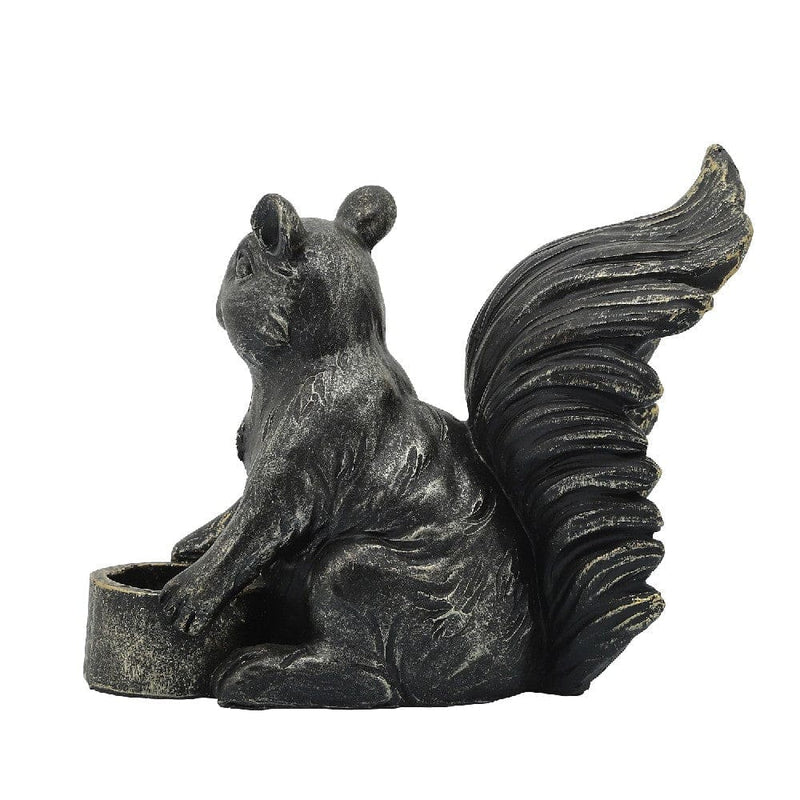 7 Inch Resin Candle Holder With Squirrel Design Black-zoom-